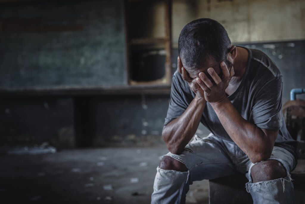 Man dealing with sores from drugs