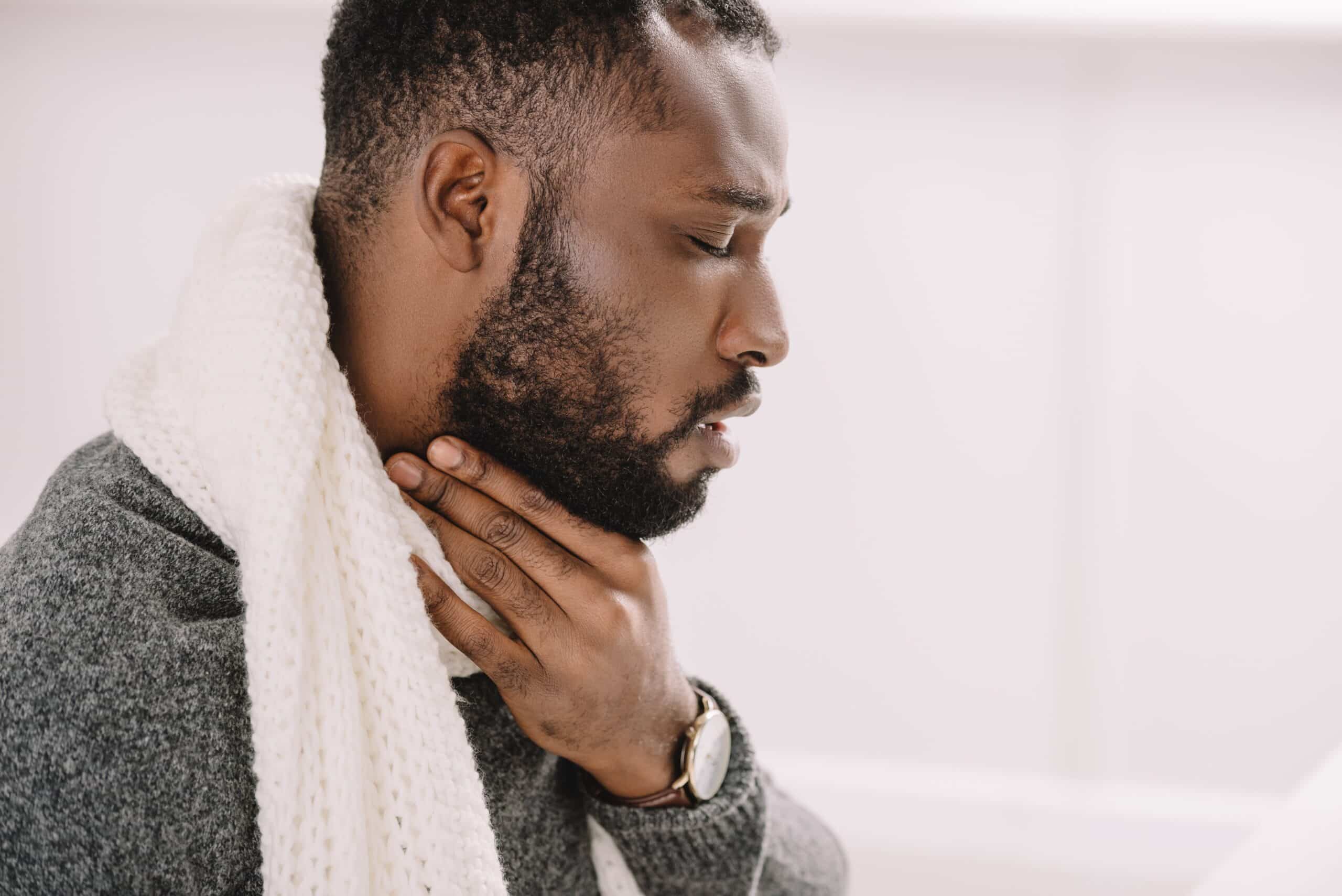 Man with the symptoms of alcohol esophagitis